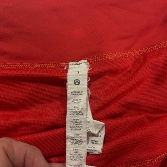 Lululemon Women’s High-Waist Running Shorts Coral Red 12 Quick-Dry Activewear - Picture 4 of 9